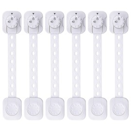 Lasoll Baby Guard, 6-Pack Safety Lock, Drawer Lock, Child Lock, Strap, Door Lock, Stopper, Tool-free, Adjustable, Kids, Finger Scissors Prevention, Earthquake Prevention, White