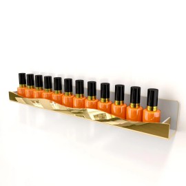 6 Pcs Gold Acrylic Wall Mounted Nail Polish Organizer Shelves, Cosmetic Display Rack for Home Decor & Beauty Storagecolor: Gold