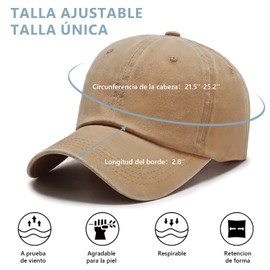 Gorras para Hombre y Mujer, 2 Piezas Gorras de Beisbol 100% Algodón Ajustable, Gorras de Tenis Unisexo, Cachuchas Negra Lavado Vintage para Deportiva, Casual, Runing(Negro+Caqui)