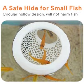 KEYIDE Floating Betta Hiding Spot Betta Fish Toy Shrimp Feeding Platform for Tanks Aquarium Accessories Small Fish Cave and Hammock, White