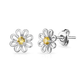 Philip Jones Thank You For Helping Me Grow Daisy Earrings Created with Zircondia® Crystals