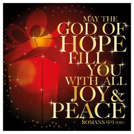 Christian Christmas cards, pack of 10 - Joy & Peace Christmas cards pack with Bible verse Romans 15:13 inside these religious Christmas cards, by Just Cards Direct