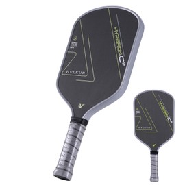 HVLKUB Lightweight Pickleball Paddle Equipment-Raw T700 Carbon Fiber Surface|16mm PP Honeycomb Core|Outdoor or Indoor| 1 Paddle For Beginner-Intermediate-Professional Players, Men & Women(Grey Yellow)