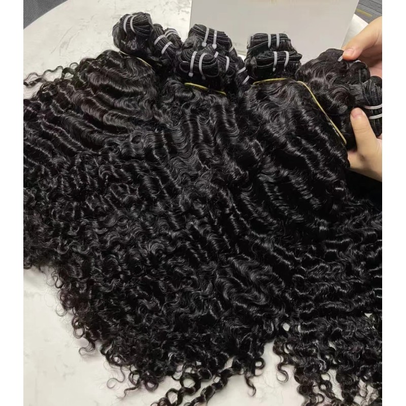 100% Unprocessed Raw Human Hair Extensions Single Donor Double Weft