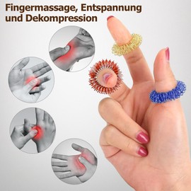 Hurifeng 12pc Akupressur Ring Set； Massageringe Set für Finger Akupressurring； Anti Stress Ring zur Stressreduzierung und Förderung der Durchblutung
