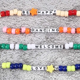 1200pcs Letter Beads, BetterJonny Acrylic Alphabet Number Mixed Cube Beads with Transparent Strings and Craft Scissors for Jewelry Making DIY Crafts