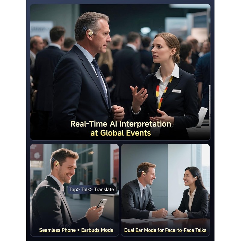 AI Translation Earbuds Real Time Interpretation– 144 Language Translator Device