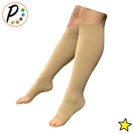Presadee Open Toe 8-15 mmHg Mild Compression Leg Calf Relief Traditional Sock (Nude, S/M)