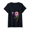 Womens Dementia Sunflower Hummingbird V-Neck T-Shirt