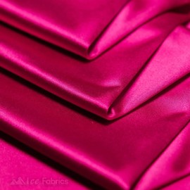 Ice Fabrics Ice Fabrics 4 Way Stretch Silky Spandex Satin Fabric by The Yard - 60" Wide Shiny Satin Spandex Fabric for Dresses, Active Wear, Yoga Pants, Table Cloth - Thick and Heavy - Hot Pink - 6 Yards