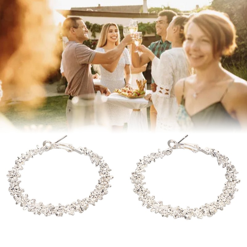 5 Pair Silver Hoop Earrings Retro Simple Lightweight Zinc Alloy
