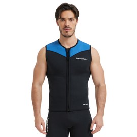 Lemorecn Wetsuit Top for Men Women,3mm Sleeveless Front Zip Neoprene Wetsuit Vest Jackets(CA2095blue-2XL)