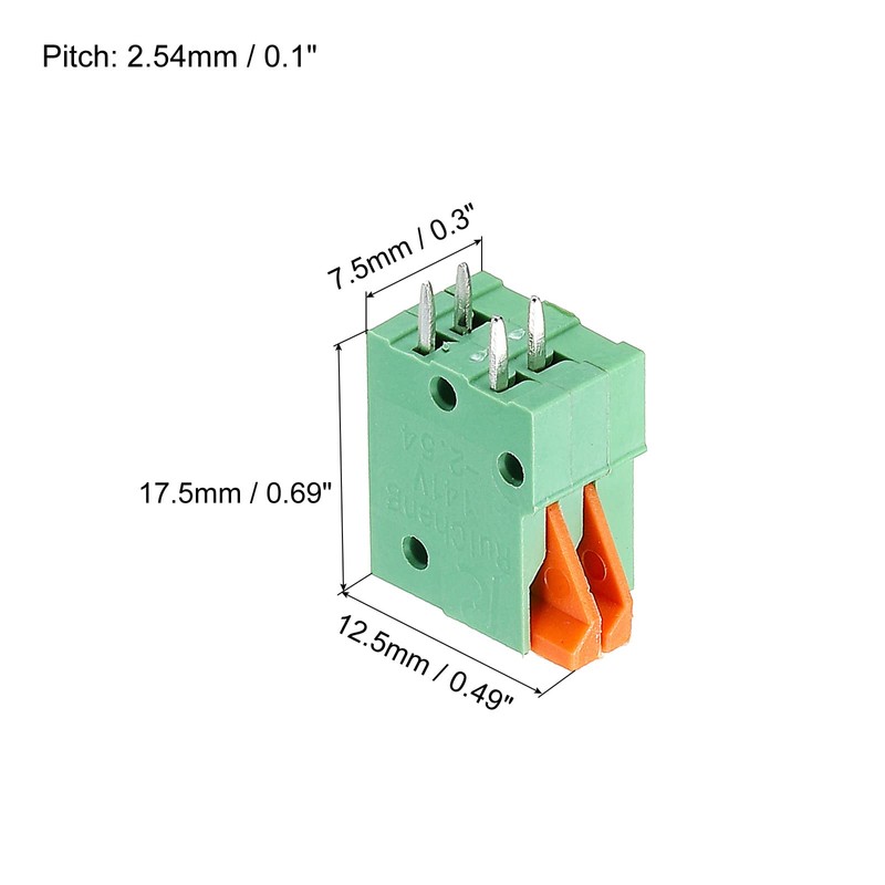 sourcing map PCB Spring Terminal Block Connector KF141V 150V 2A