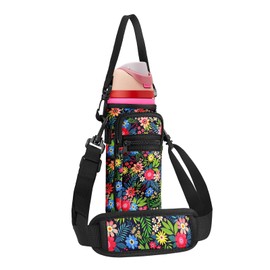 SLEILIN Neoprene Water Bottle Holder Bag with Cell Phone Pocket Compatible with Owala FreeSip 24 oz，Water Bottle Carrying Bag ，with Adjustable Shoulder Strap,for 24oz Stainless Steel Water Bottle