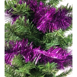 9ft Light Blue Shiny Christmas Tree Tinsel Garland Purple