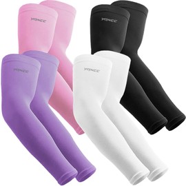 YQXCC 4 Pairs Arm Sleeves for Men Women, UPF 50 Cooling UV Sun Protection Sports Compression Sleeves