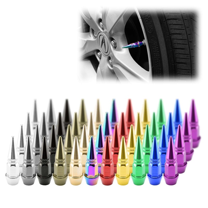 TVC20 Silver 4pcs Long Spike Spiked Tire Valve Stem Caps