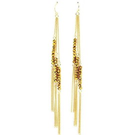 Ami Tassel and Beads Earrings - Gold