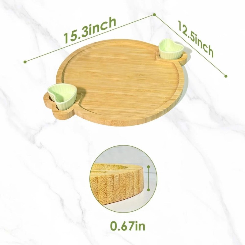 Hongsane Bamboo Charcuterie Board Round Serving Tray Wedding Gift