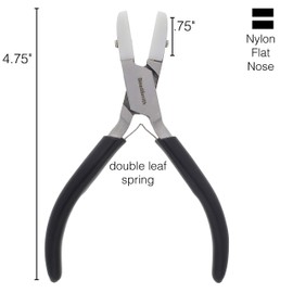 The Beadsmith Double Flat Nose Nylon Jaw Pliers – 5in (127mm) Black Vinyl Comfort Grip Handle with Double Leaf Spring – Protects Wire When Bending or Looping