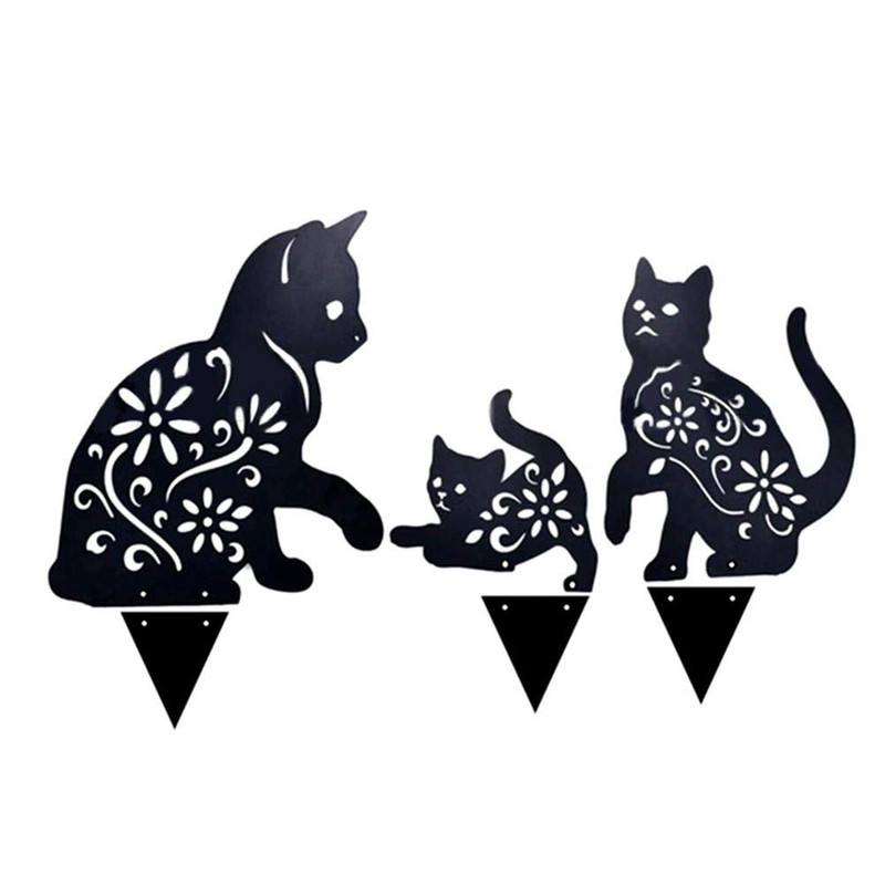 Feld Kunst Garten Metall Statue Dekoration, 3 Katze exponierte Silhouette