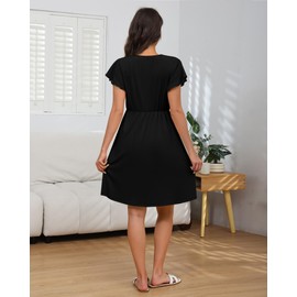 Neer 2 Pack 3 in 1 Labor Delivery Hospital Gown, Women's Maternity Dress Robe Nursing Nightgown Sleepwear for Breastfeeding(Black, Dark Green,XL)