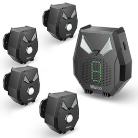 Solar Driveway Alarm Wireless Outside Weatherproof 1/3 Mile Long Range, Outdoor Motion Sensor Detector Alarm Driveway Alert System with Rechargeable Battery/Expandable (4 Sensors &1 Receiver Set)