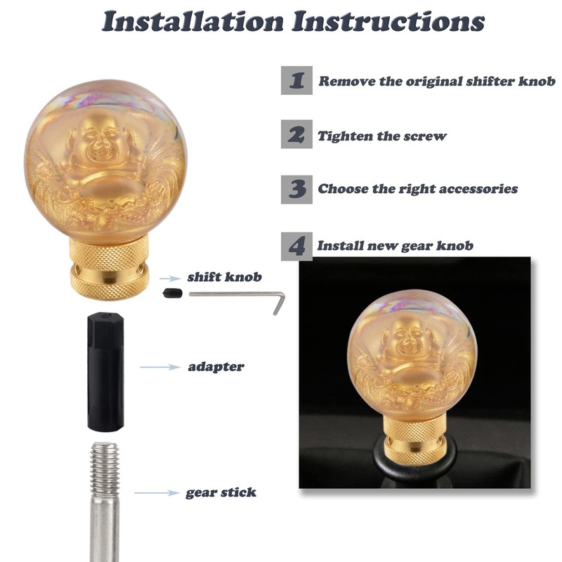 Padaodao Resin Lucky Shift Stick Handle Knob Crystal Round Gear