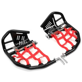 KUAFU Nerf Bars Foot Peg Heel Guard Aluminum Compatible with All Years Honda 400EX 400X (Black Nerfs + Red Nets)