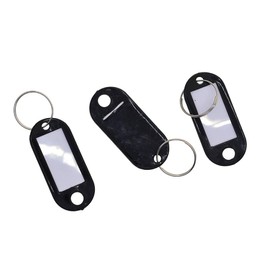 Colaxi 50pcs Colored Waterproof Plastic Key Fobs ID Tags Labels Key Rings - Black