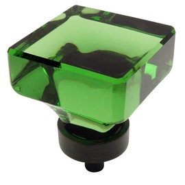 Cosmas 5 Pack 6377ORB-EM Oil Rubbed Bronze Cabinet Hardware Square Knob with Emerald Green Glass - 1-3/8" Square