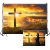 DORCEV 8x6ft Jesus Christ Cross Sunrise Photography Backdrop Mountain Top
