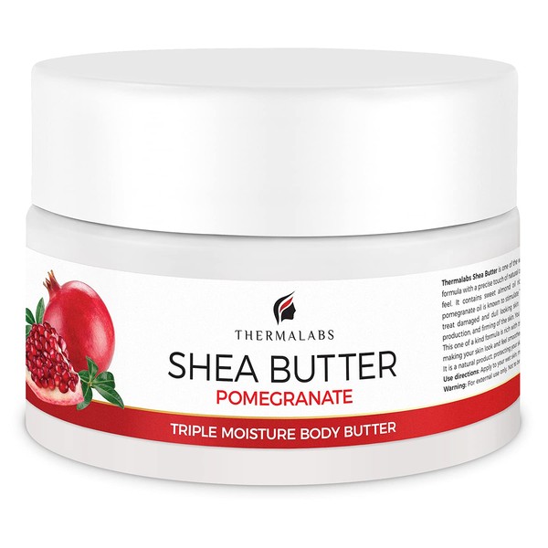 Thermalabs Shea Butter for Body, Stretch Marks Removal Cream: Moisturizer for Dry Skin Pregnancy Belly Lotion with Natural & Organic Ingredients & Dead Sea Minerals Pomegranate, 8.5 oz