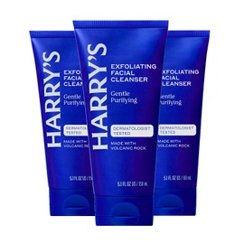 Harry's Exfoliating Face Wash for Men, Gentle Facial Skin Care Products with Volcanic Rock Exfoliant, Dermatologist Tested, 150ml, 3 Pack