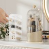 Cosmetic Storage Holder Box Transparent Rotating Sliding Door Makeup Brush