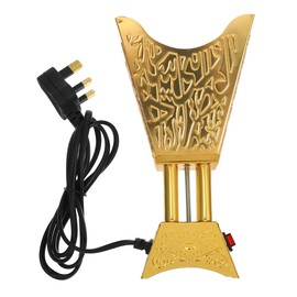 Kichvoe Electric Incense Burner - Oud Frankincense Resin Holder, Metalic Bakhoor Aroma Burner for Desk - UK Plug, Golden
