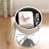 ACEQLYT Adjustable Vanity Stool with Storage, Modern White Leather Vanity