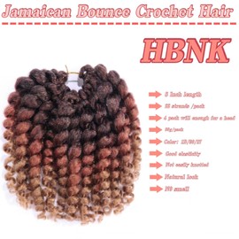 HBNK Jamaican Bounce Crochet Hair-4 Packs 8 Inch Wand Curl Crochet Hair For Black Women (8 Inch (Pack of 4), 1B/30/27)