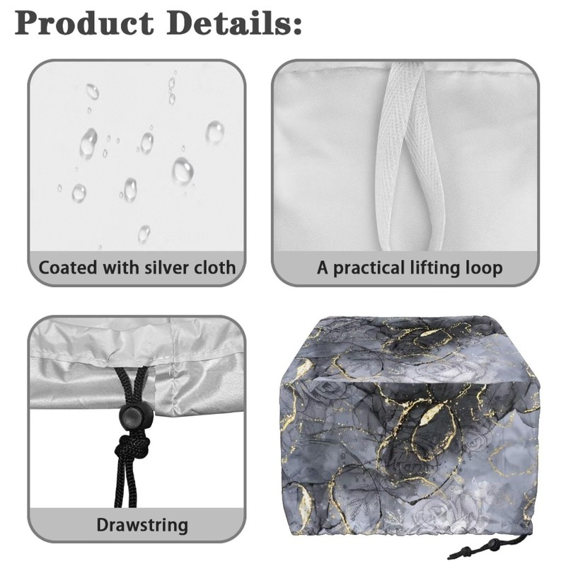 Yatixapu Toaster Cover 4 Slice, Gray Marble, Waterproof Polyester, Drawstring
