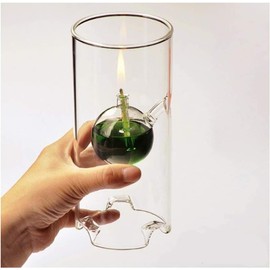 MEMEOKON Glass Oil fire Warm Light Borosilicate Includes Bliss Suspended Hurricane Candle Holder Sleeve Birthday Lamp (7 inch)