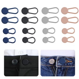 16PCS Button Extenders for Jeans, Pants Extender for Women & Men, Instant Waist Extenders for Pants, No-Sew Adjustable Pant Waistband Expander, 1-1.4 Inches Extension (4 Colors)