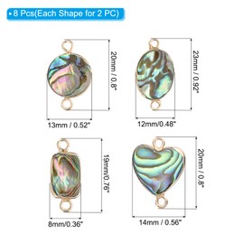 PATIKIL Abalone Shell Charm, 8 Pcs Double Hole Paua Shell Pendant Kit Sea Abalone Shell Decorations for Necklace DIY Ocean Jewelry Making, Mix Colors