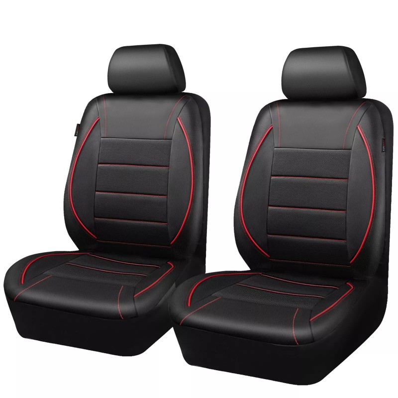 CAR PASS Universal FIT Piping Leather Two Front Seat Covers
