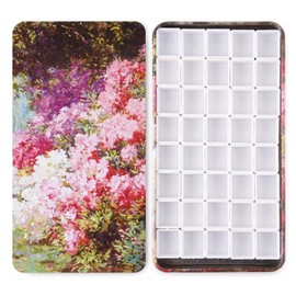 Portable Watercolor Tins Paint Palette with 40Pcs Empty Half Pans and Magnetic Squares, Small Travel Metal Paint Box with Acrylics Painting Art Drawing. FlowerSea