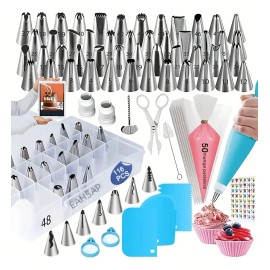 Eahsap Kits De 116 Pzs De Boquillas Para Manga Pastelera Con Boquillas De Acero Inoxidable,bolsas De Pastelería,acopladores,raspadores De Pastel,cepillo Etc,para Repostería Casera, Pastelerías, Etc