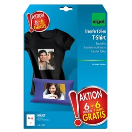 Sigel Action: Inkjet Transfer Film, 6 Sheets + 6 Free Sheets, for Light Textiles, A4