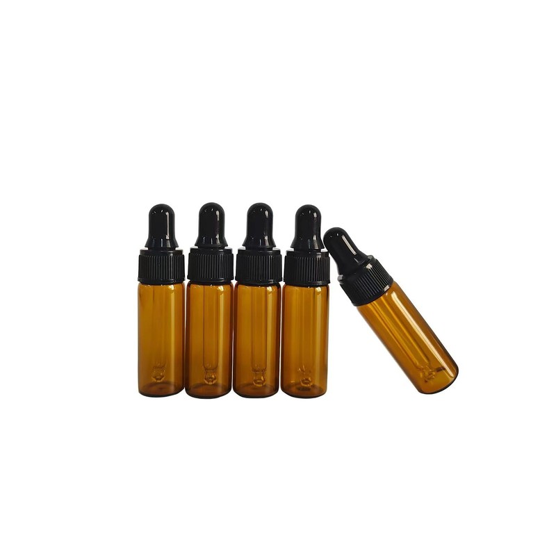 AGENIZ 50 Pcs 5ml Amber Mini Dropper Bottles Essential Oils