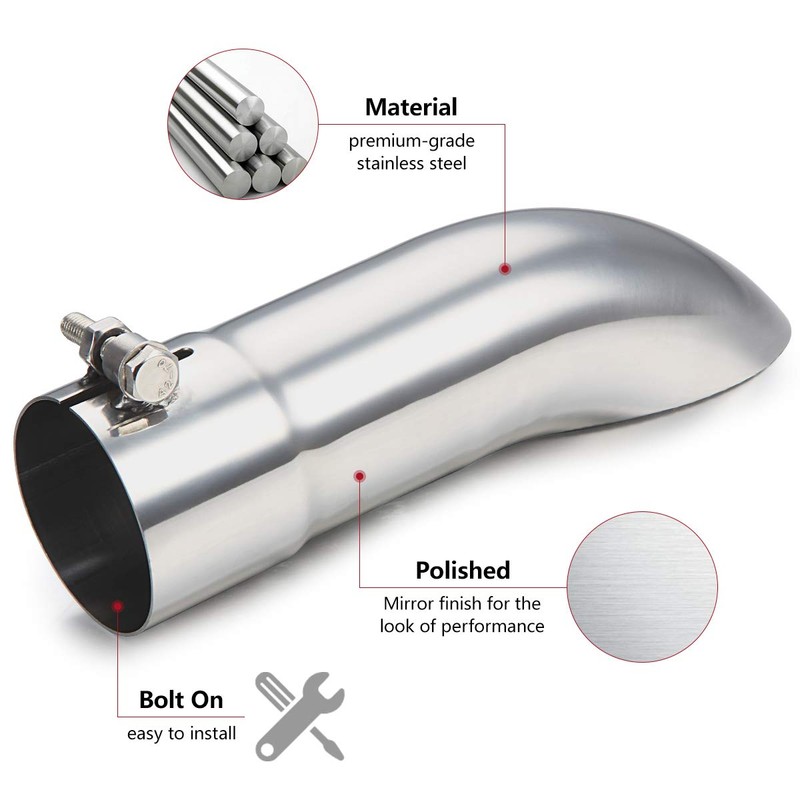LCGP 2.5 Inch Inlet Turn Down Exhaust Tip, 2 1/2