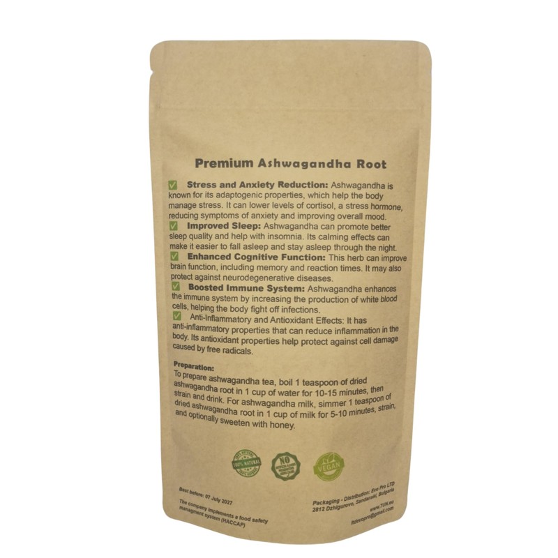 7UN Premium Ashwagandha Root 100g C 100% Pure, Raw, Wild-Harvested,