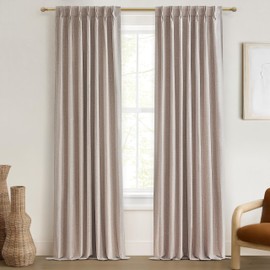 QJmydeco Extra Long Blackout Curtains for 10 Foot High Living Room Large Window Pinch Pleated Linen Look Drapes 120 Inches Long 2 Panels Set Noise Cancelling Thermal Light Blocking Farmhouse Luxury